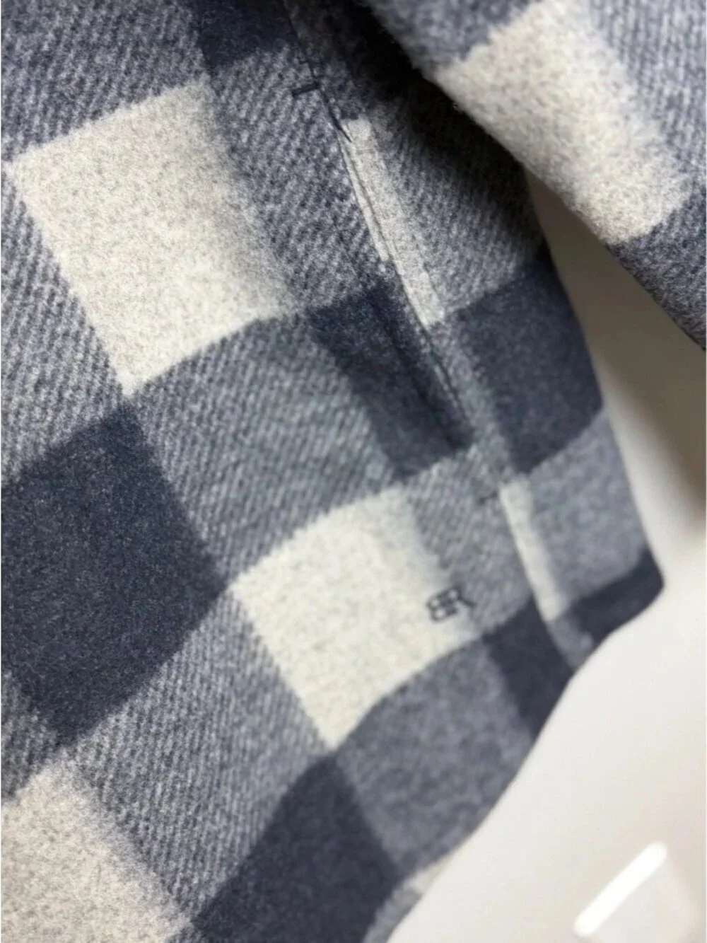 Banana Republic Buffalo Plaid Shirt Jacket Navy Gray Lined Shacket Size Large